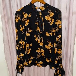 Floral Blouse with necktie